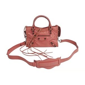 BALENCIAGA Giant City Handbag Shoulder Bag Pink Leather